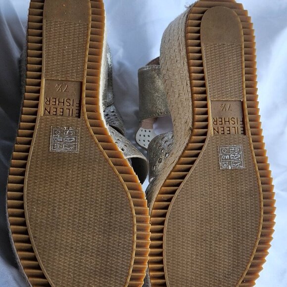 Eileen Fisher Willow Espadrille Wedge Sandals Size 7.5 - Picture 9 of 12
